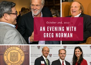 <p><strong>Greg Norman reveals the keys to success at the Harvard Club</strong></p>