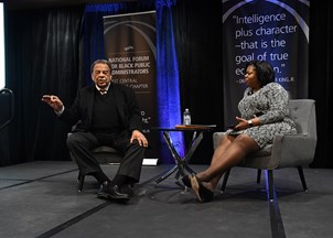<p>Andrew Young delivers powerful remarks at Martin Luther King Jr. Day event </p>