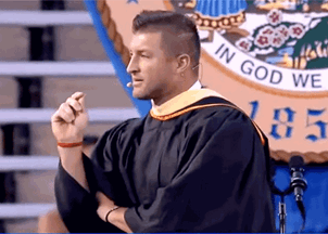 <p><strong>Tim Tebow is a smash hit with his motivating commencement speeches at Trine University and the University of Florida</strong></p>